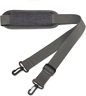 [bagasin] ショルダーストラップ 56 インチ、調節可能で厚くソフトなユニバーサル交換用ノンスリップフィットパッド入り、プラスチック製回転フック付き、ブリーフケース、ラップトップショルダーバッグ/ラップトップメッセンジャーバッグ用、グレー