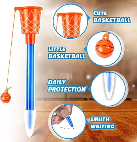 Miniatura 4 de WXJ13 18 bolígrafos de aro de baloncesto de baloncesto, bolígrafos deportivos novedosos de baloncesto, bolígrafos temáticos deportivos para fiestas