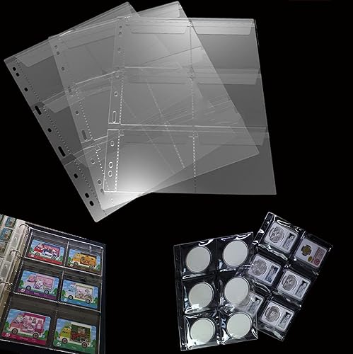 Vista 10 de Páginas con bolsillos para monedas de 30 compartimentos, AITIME soporte estándar de 9 orificios para coleccionistas, 10 hojas de níquel, monedas