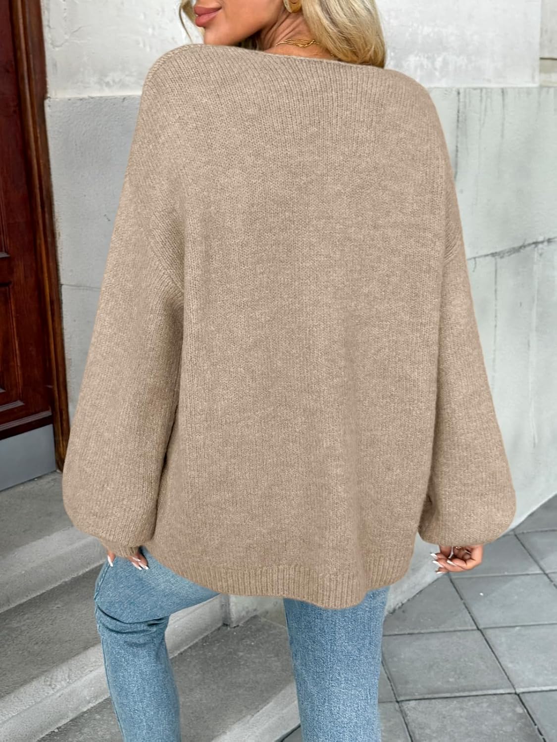 LILLUSORY Tie Front Cardigan Sweaters for Women Trendy 2026 Fall Fashion Outfits Puff Sleeve Bow Tops Cute Knit Sweater - Image 4