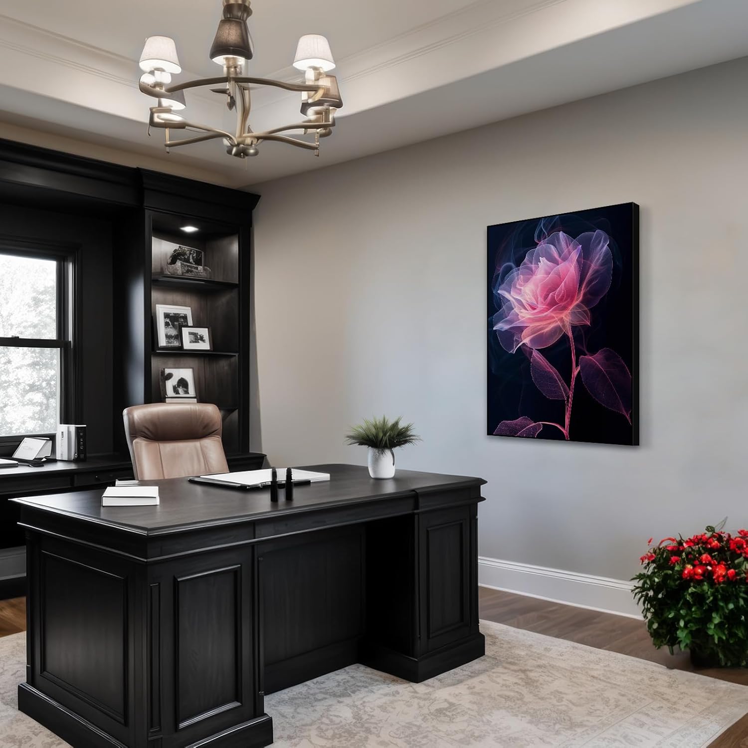 SNAZZIFYLO Rose Painting Wall Art Prints on Canvas, Aluminum Alloy Framed, with Durable Sturdy Backboard, 1-Inch Thickness, 20x30 Inches