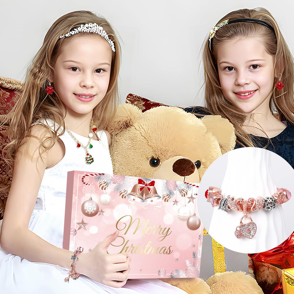 MOVINPE Advent Calendar Charm Bracelet 2025 for Teenage Girls Women, 24 Days Jewelry Necklace Bracelets Making Kit - Christmas Countdown Gifts for Teen Girl Daughter, Girlfriend, Wife, Mom (Pink) - Image 6