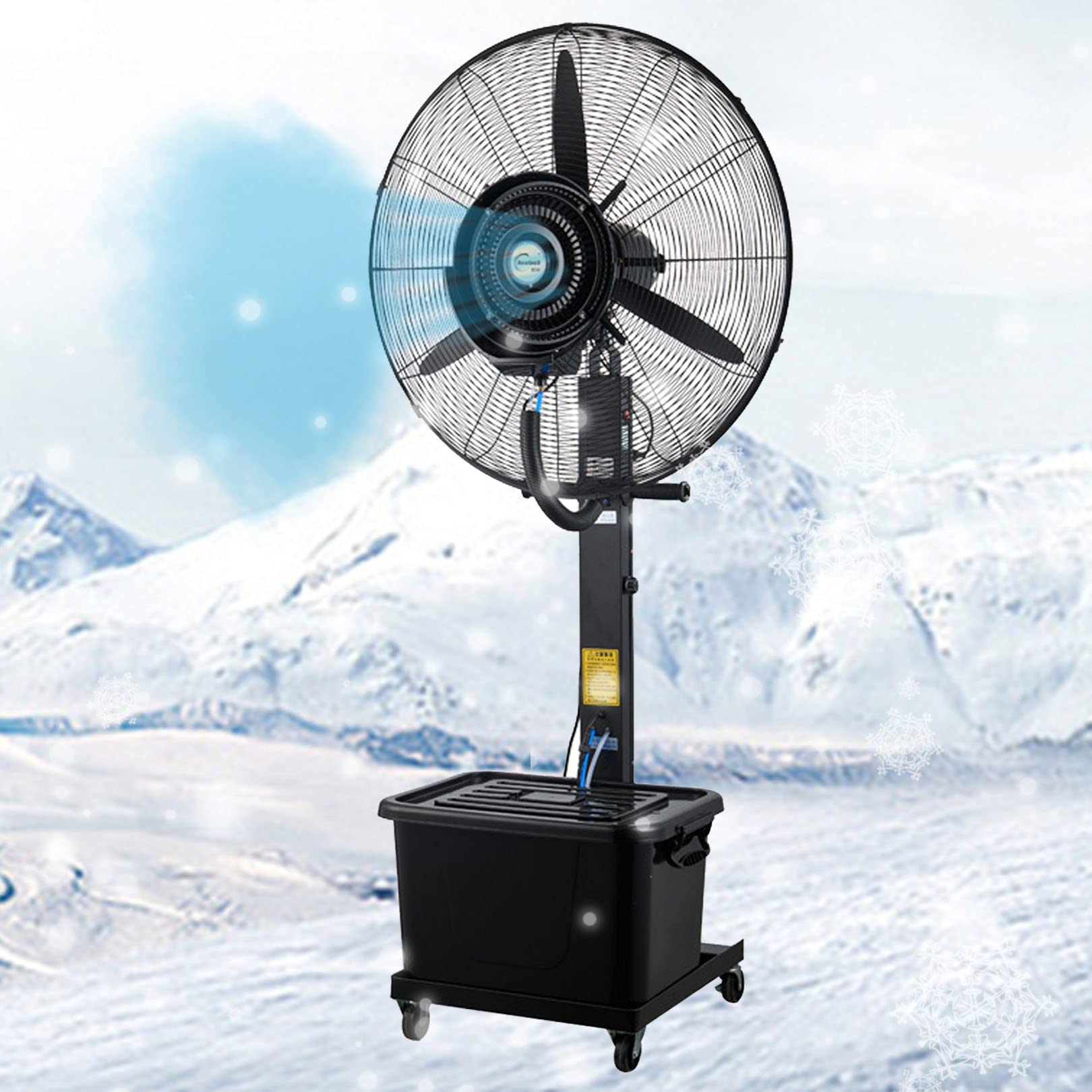 AYCDL Oscillating Pedestal Fan with Mist, Misting Fans for Outside Patio, Garage, Gym, Workshop - 3 Cooling Speeds, 90° Oscillation, 43L Tank,81cm/31.9in