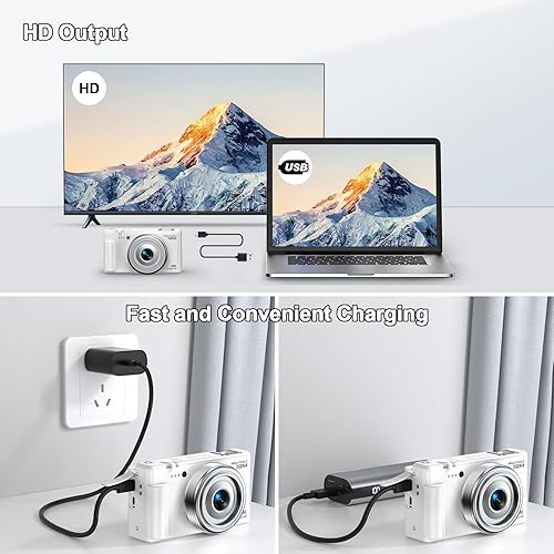 Miniatura 7 de Cámara digital 4K para fotografía, cámara de videoblogs de 72 megapíxeles para YouTube, cámaras digitales de enfoque automático con pantalla Blanco
