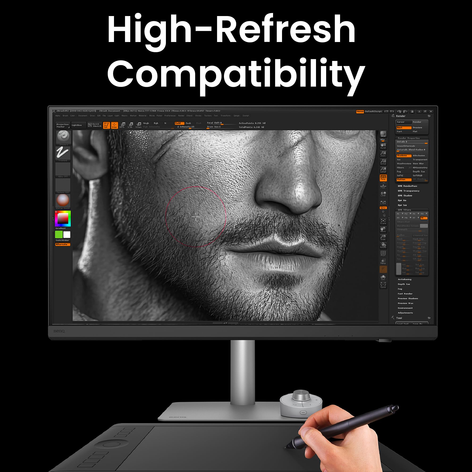 BenQ PD3226G Pantalla 4K UHD (3840 x 2160) 144Hz de 32 pulgadas para diseñadores, IPS, 95% P3, 100% sRGB, 90W Thunderbolt 4, calibración de software, KVM, cadena de margaritas, panel nano mate sin