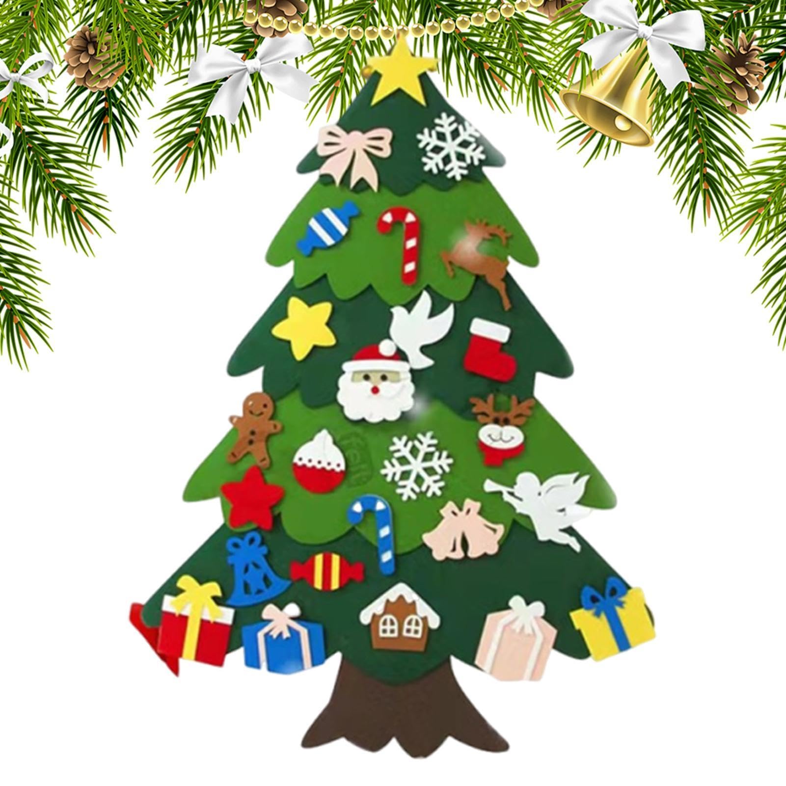 フェルトオーナメント付きクリスマスツリー フェルトツリー クリスマスツリーの飾り 2個セット オーナメント S