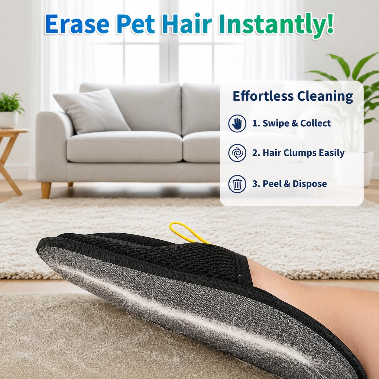 Gants d'épilation pour chats et chiens – Gants de toilettage réutilisables pour la perte de poils, le bain et le toilettage des animaux de compagnie – Outil de toilettage pour chat et animal
