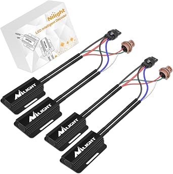 Nilight 7443 LED CANbus Decoder, Anti-Flickering Harness Load Resistor Kit Turn Signal Error Warning Canceller, Pack of 2