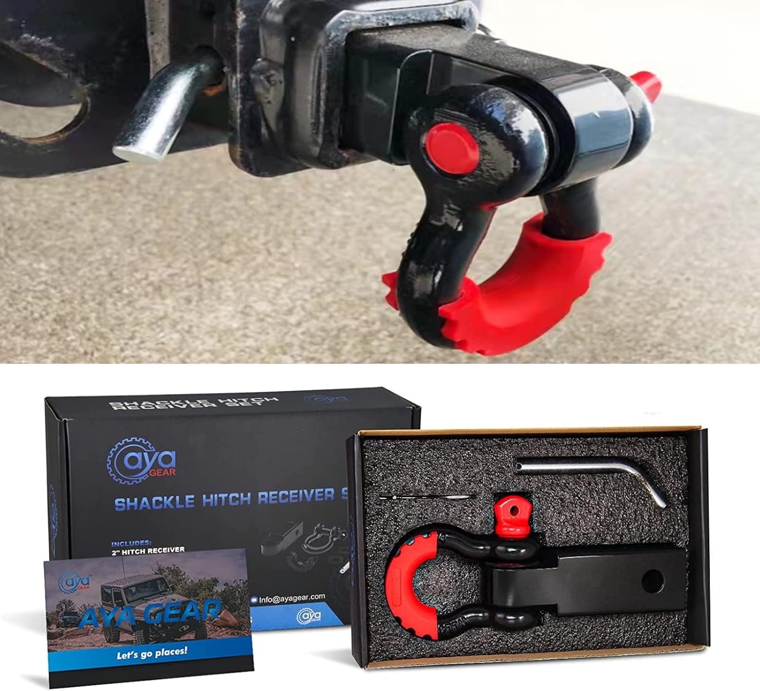 Shackle Hitch Receiver 2 inch 35,000lbs Break Strength Heavy Duty Receiver with 5/8" Screw Pin, 3/4 Shackle. Vehicle Recovery Off-Road, Towing Accessories Compatible with Trucks Jeeps
