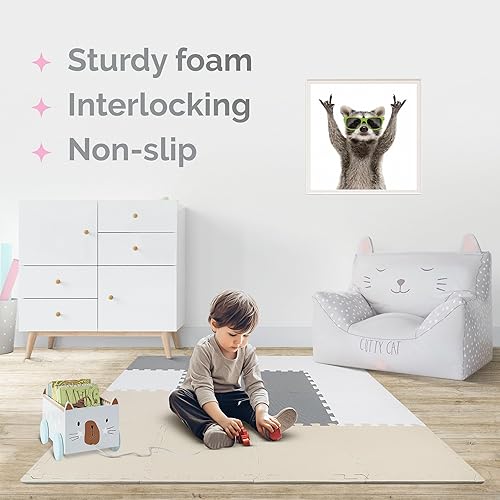 Vista 38 de ToyVelt - Tapete infantil de espuma, alfombra de juego entrelazado con colores, alfabeto, ABC; rompecabezas grande de azulejos educativos de espuma