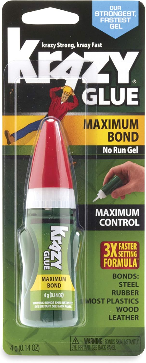 Elmer's Krazy Glue Maximum Bond Super Glue, NoRun Gel, Maximum Control, 4Gram (KG49048MR