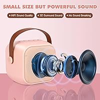 Vista 2 de Mini máquina de karaoke para niños con 2 micrófonos inalámbricos, altavoz Bluetooth portátil con luces LED de discoteca, mini máquina de canto