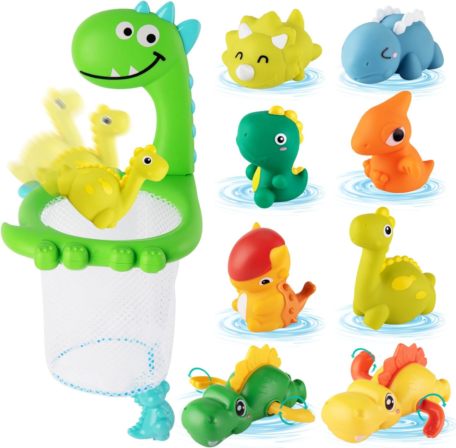 Gefanke Mold Free Dinosaur Infant Bath Toys for Toddler, No Hole Baby