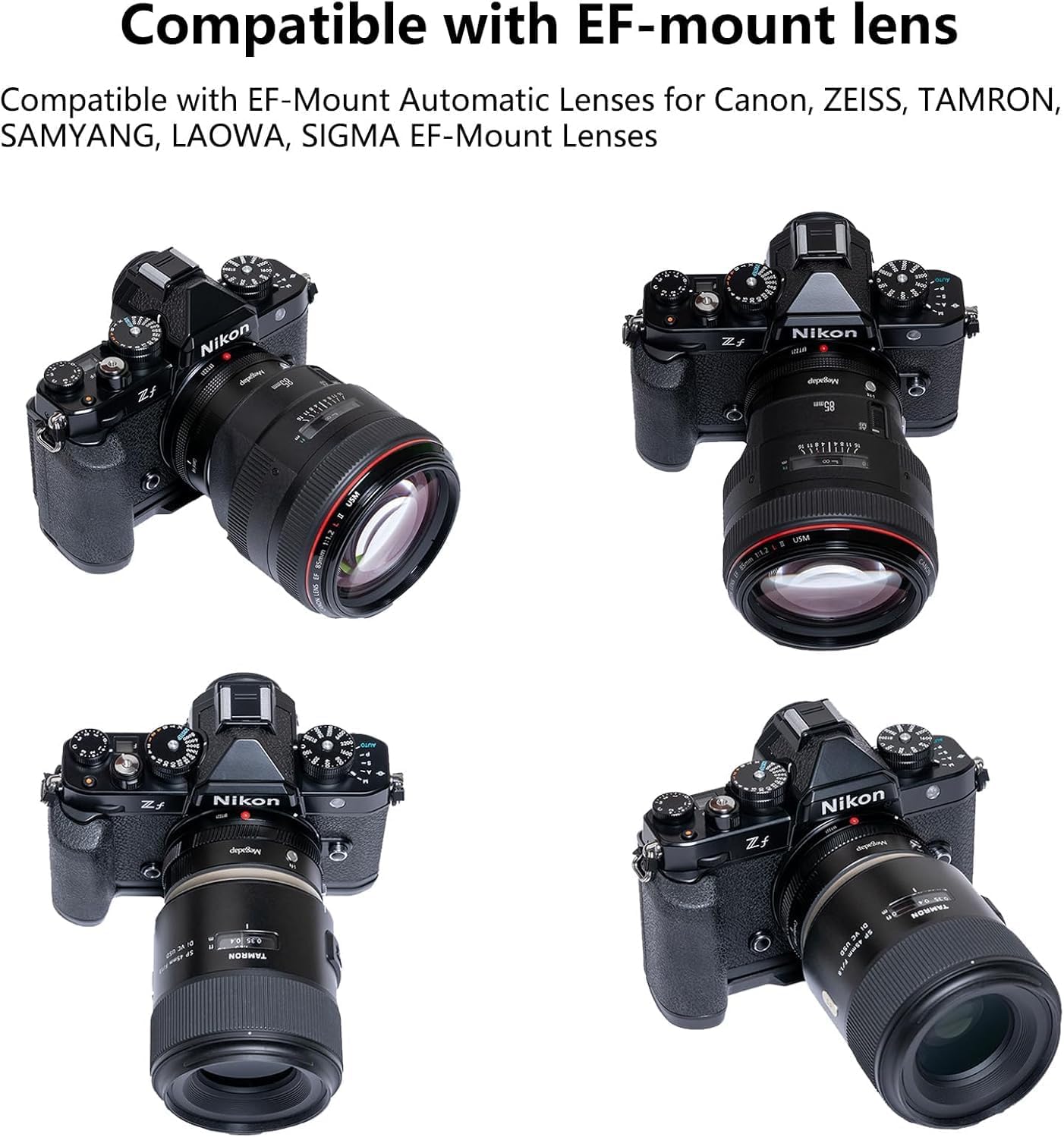 Megadap EFTZ21 Autofocus Lens Adapter Built-in Electronic Aperture Compatible with Nikon Z Camera Zf Z6III Z9 Z8 Z7 Z6 Z7II Z6II Z5 Z50 ZFC for Canon EOS EF Sigma Tamron EF Series Lens (EFTZ 21)