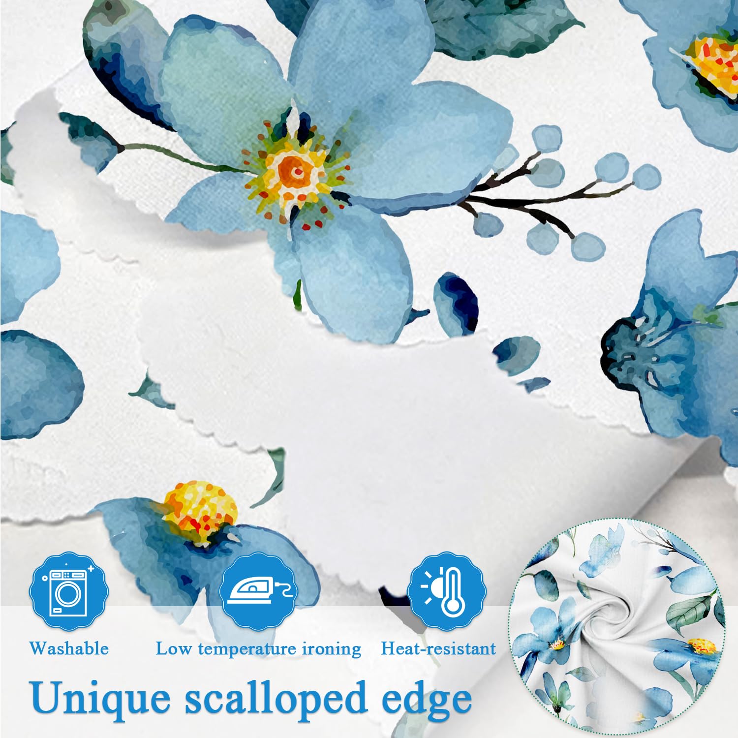 iEvery Blue Flower Tablecloth Wipe Clean - Image 4