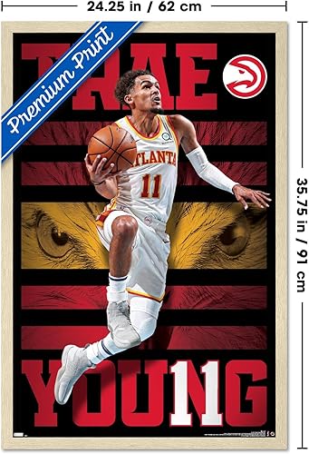 Vista 69 de Trends International NBA Atlanta Hawks - Póster de pared de Trae Young 20, 34 pulgadas de largo x 22.4 pulgadas, versión enmarcada en negro Versión