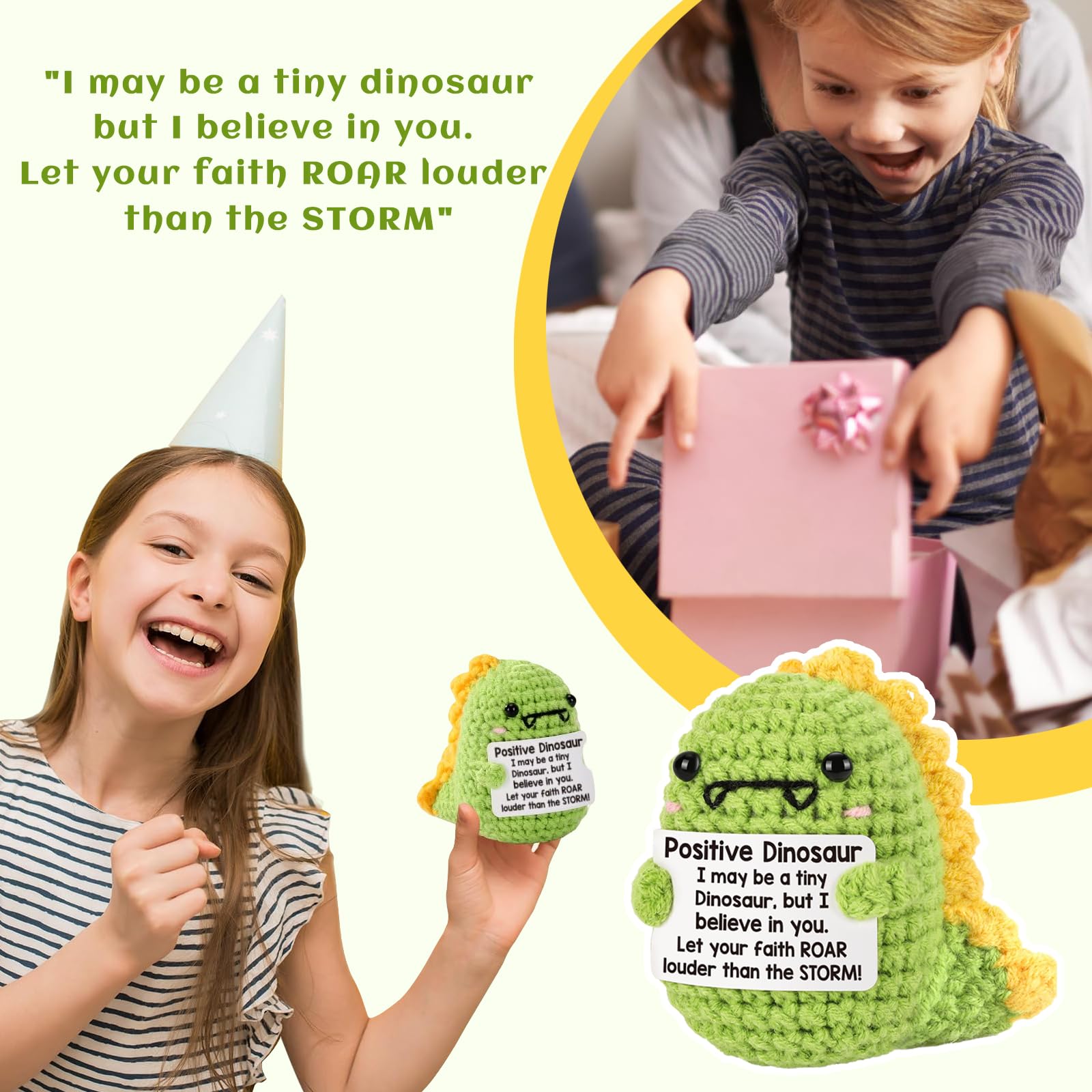 Ręcznie robione mini dinozaury, inspirujące zawieszki na szczęście i prezenty zachęty, szczęśliwe zawieszki, egzamin na szczęście