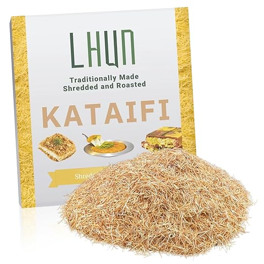 LHUN Roasted Kataifi | Roasted and Shredded Fillo Dough | Authentic Turkish Pastry for Knafeh, Kanafeh, and Kunafa | Premium Kadayif for Desserts, Gourmet Dishes, and Viral Dubai Chocolate Bar (8.82 ounce)