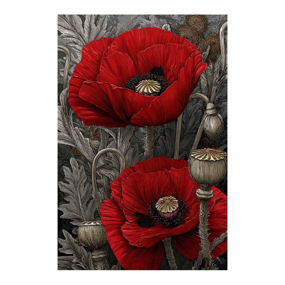 Xeniou Multicolor Flower Wall Art Canvas Poppy Flower Wall Art Canvas Wall Art, For Bathroom Living Room Bedroom Office Kitchen(Multicolor)-80X120cm Unframed