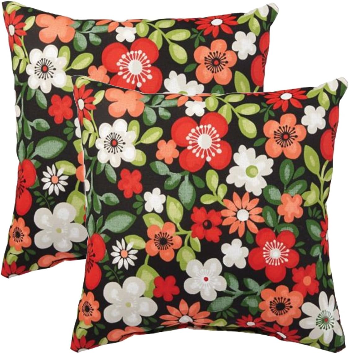 Comfort Classics Set of 2 Indoor/Outdoor Throw Pillow 12" x 12" x 4" in Polyester Fabric Garden Floral Inc.