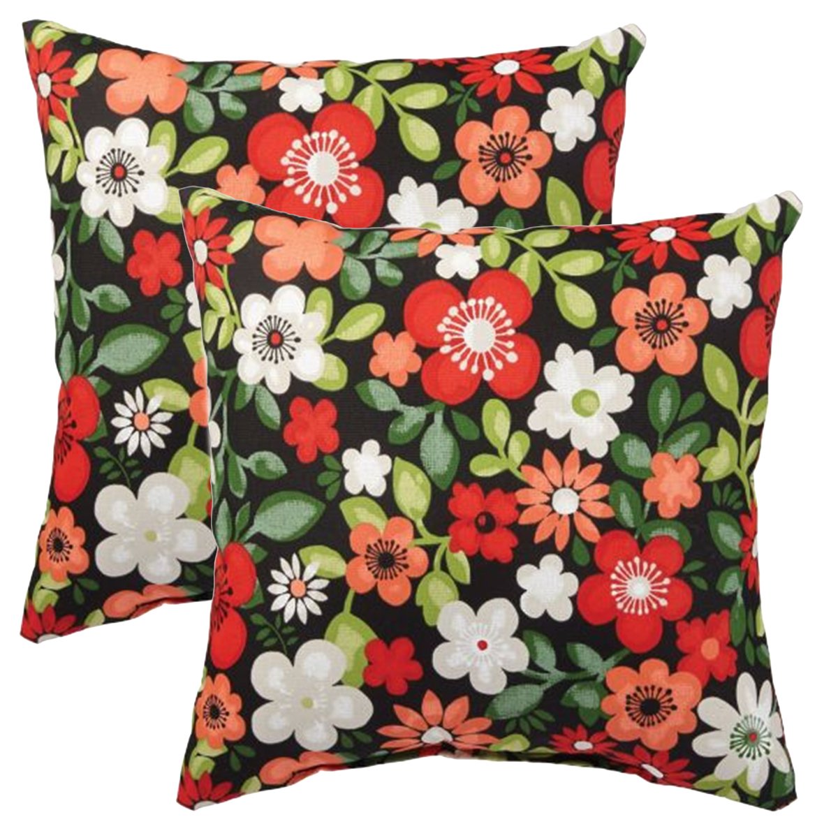 Comfort Classics Set of 2 Indoor/Outdoor Throw Pillow 12" x 12" x 4" in Polyester Fabric Garden Floral Inc.