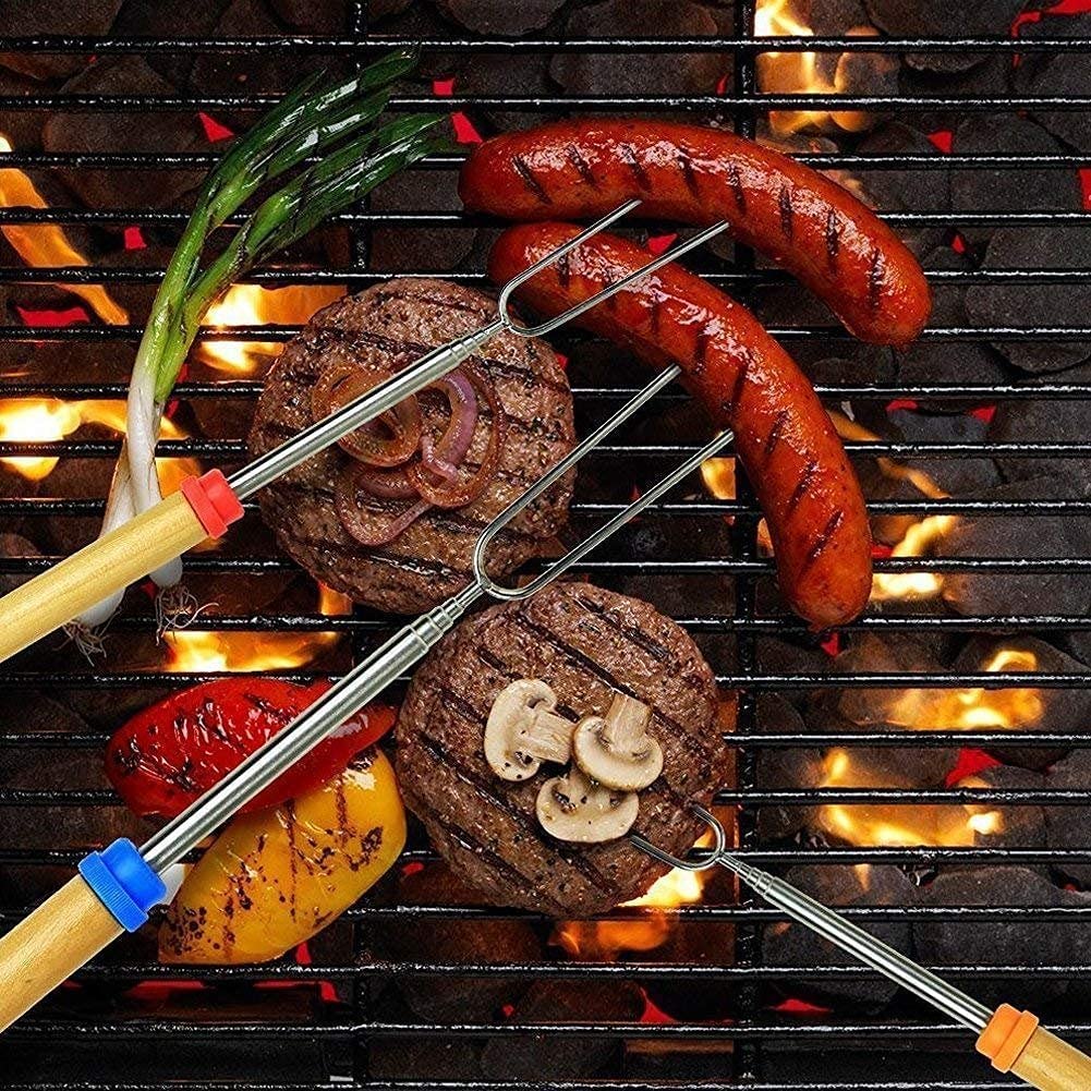 Sepkus Brochetas de Kebab Profesionales Tenedor para Barbacoa brochetas de Kebab brochetas de Metal de Acero Inoxidable Brochetas telescópicas de Acero Inoxidable brochetas de Madera brochetas