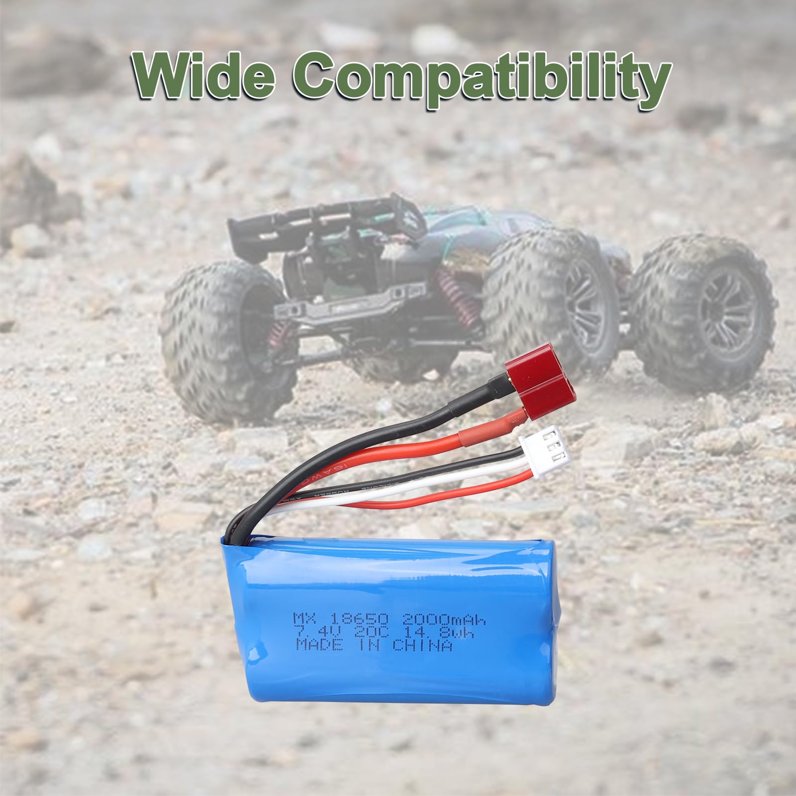 Akumulator litowo-jonowy 7,4 V 2000 mAh 14,8 Wh 2S 20C T wtyczka żeńska do RC samochód terenowy