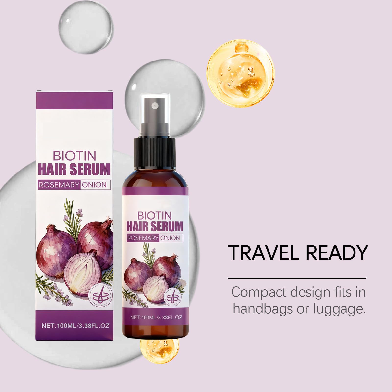 Zwiebel-Haarwachstumsserum, Haarwachstumsöl-Spray, Rosmarin & Onionl-Haarpflegeserum, Onion-Biotin-Haaressenz, stärkt die Haarwurzeln, dickeres, volleres Haar, feuchtigkeitsspendendes (2PCS)