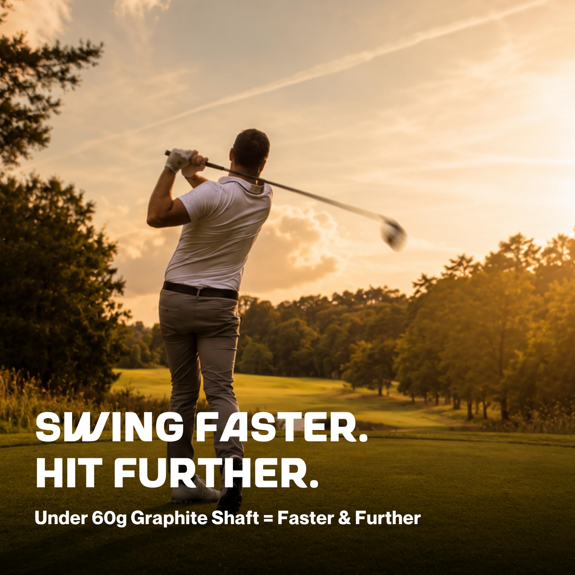 Speed System Golf Hybrid-Golfschläger aus Edelstahl – leichter Graphitschaft, hohe Launch, USGA-genehmigt, rechte Hand, Herren-Schläger und Schlägerhaube, schwarz