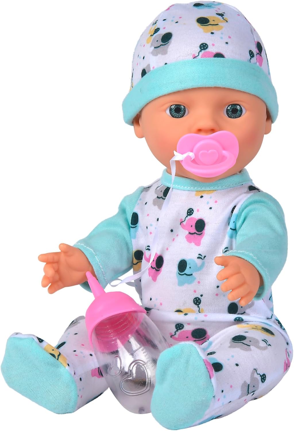Simba New Born Baby Little Elephant – Baby Doll with Elephant Outfit, Soft Body Doll with Bottle and Pacifier, 30 cm, from 3 Years