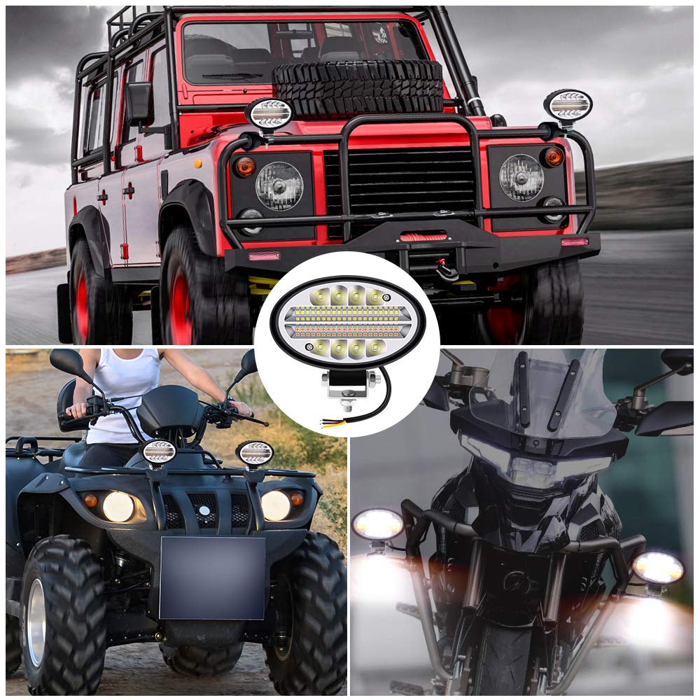 Biqing 2PCS Faro LED Trabajo Oval,144W Focos Led Tractor 12V 24V Faro de Led 5.5" Barra LED Faro Additional Faros de Niebla para Tractores Coche 4x4 Barco Off Road Camino ATV UTV SUV 4WD