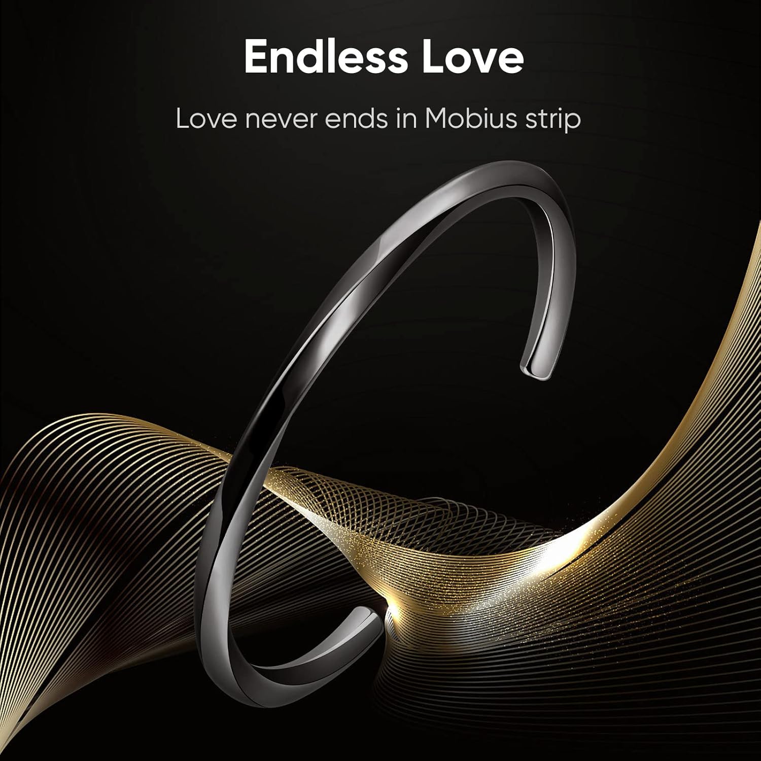 VNOX Bracelet for Men Women | Mens Stainless Steel Cuff Bracelet Bangle Twist Mobius Endless Love Bracelet | Christmas Birthday Gift for Men Women - Image 5