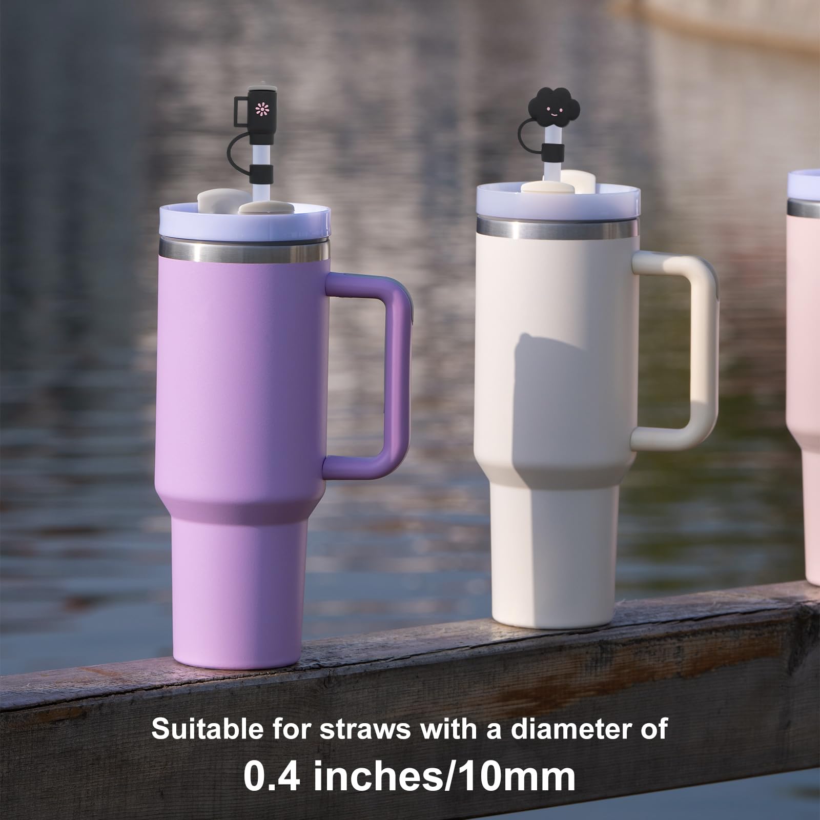 8x Silikon-Blumenstrohaufsätze Für Stanley-Becher – Bunte, Wiederverwendbare Trinkhalm-Kappen, 10 Mm Passend