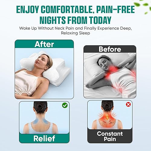 Miniatura 2 de Almohada cervical para el cuello 5X para aliviar el dolor, almohada ergonómica refrescante para dormir, almohadas de espuma viscoelástica de