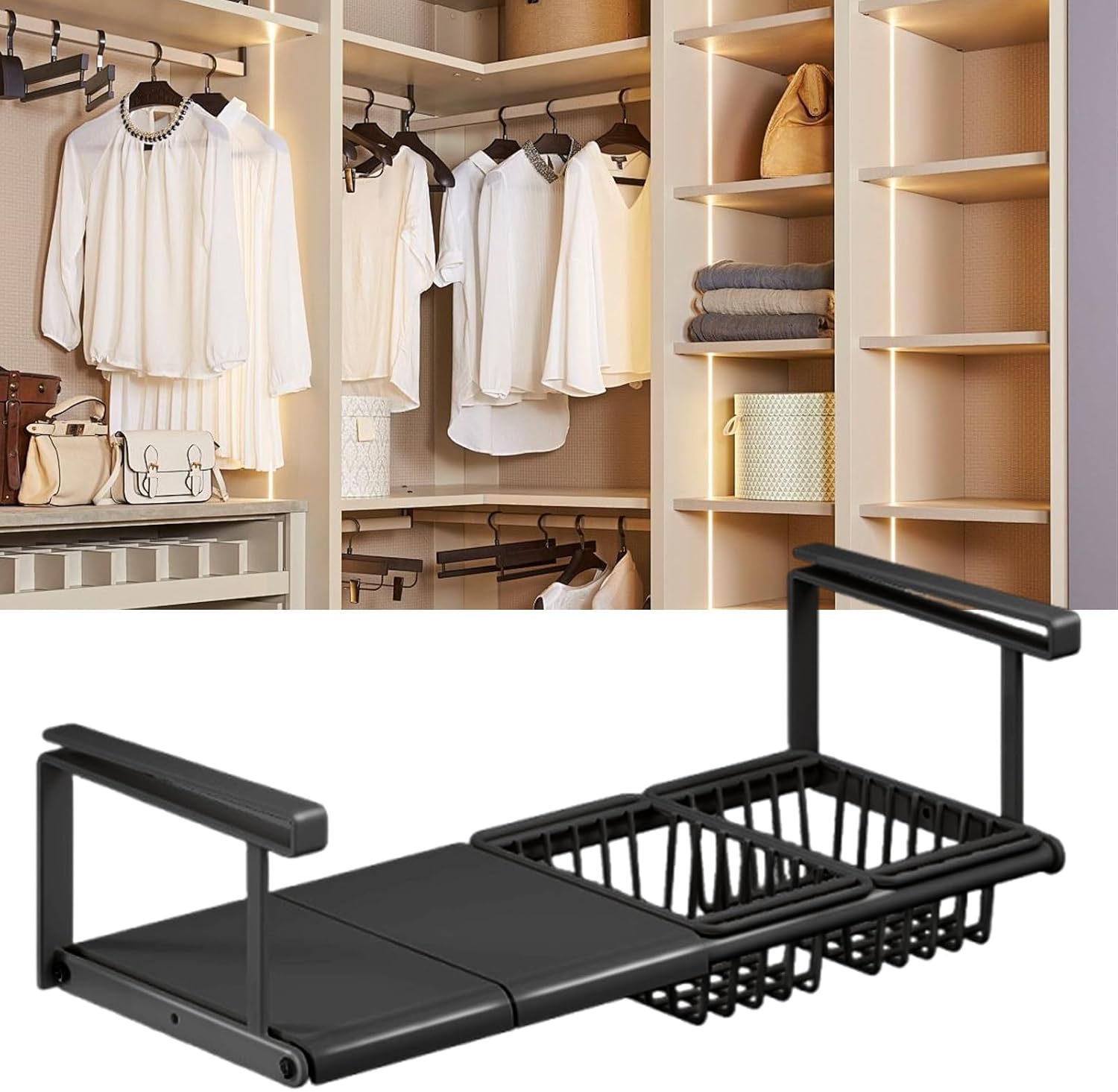 棚下バスケット | キッチンキャビネットオーガナイザー | 格納式アンダーデスクバスケット スタジオ 寮 パントリー ランドリー バ