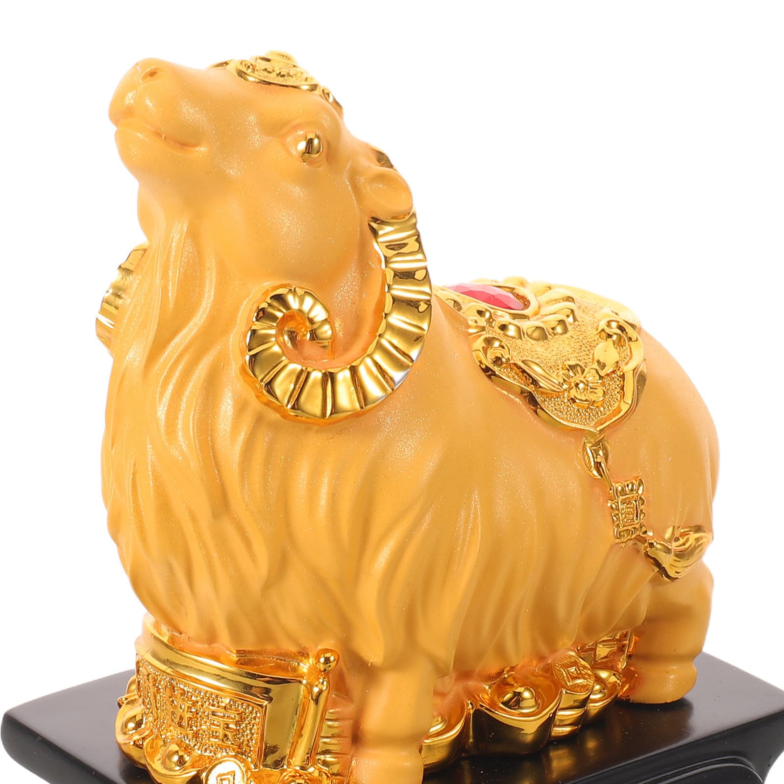 Housoutil Goldene Ziegenfigur mit Sandgold Finish, Moderne Deko für Regal