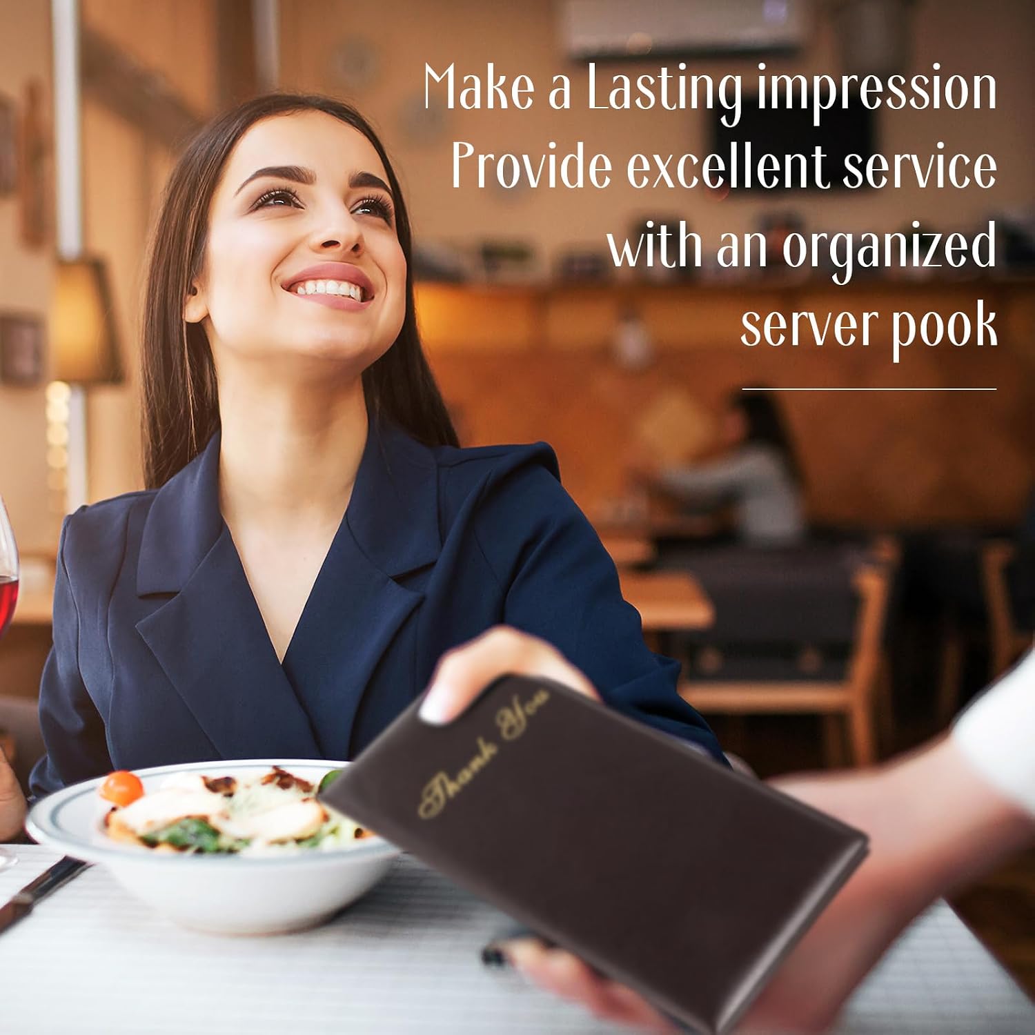 Amyhill 60 Pcs Check Presenters for Restaurants, Guest Bill Card Holders Restaurant Check Presenters Restaurant Tip Holders for Servers Waitress Waiter(Dark Brown)