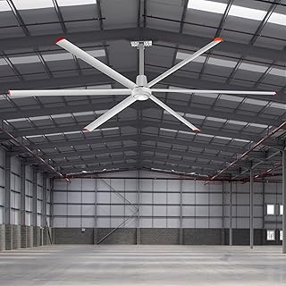 144-Inch (12FT) HVLS Large Industrial Ceiling Fan No Lights, High Volume Low Speed Commercial Fan with Wired Wall Controller, Ultra-Quiet DC Motor for Warehouse Workshop Gymnasium Garage