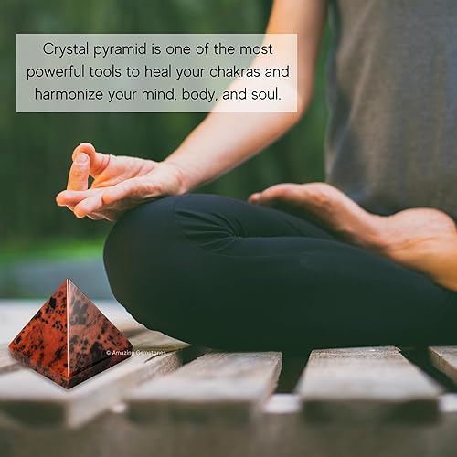 Miniatura 412 de Amazing Gemstone Piedras curativas de cristal de piedra de sangre africana, gran figura piramidal de 2 pulgadas de pirámide de piedra natural