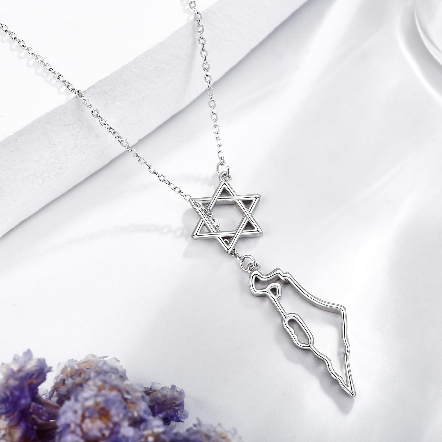 Israel/Africa/Texas Necklace Sterling Silver Star of David Israel/Texas State Map Pendant Jewelry for Women - Image 3