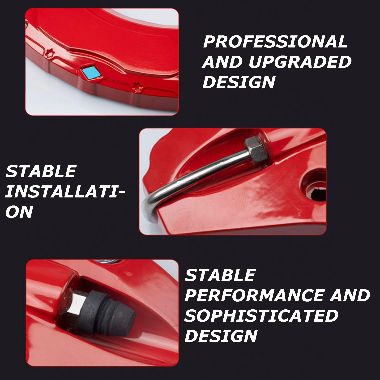 4 Pezzi Copri Pinza Freno per Auto, Copri Pinza Freno a Disco per Auto, Copri Pinza Freno, Copri Pinza Freno Anteriore Posteriore per Auto Veicoli da 18 pollici e 19 (Rosso)