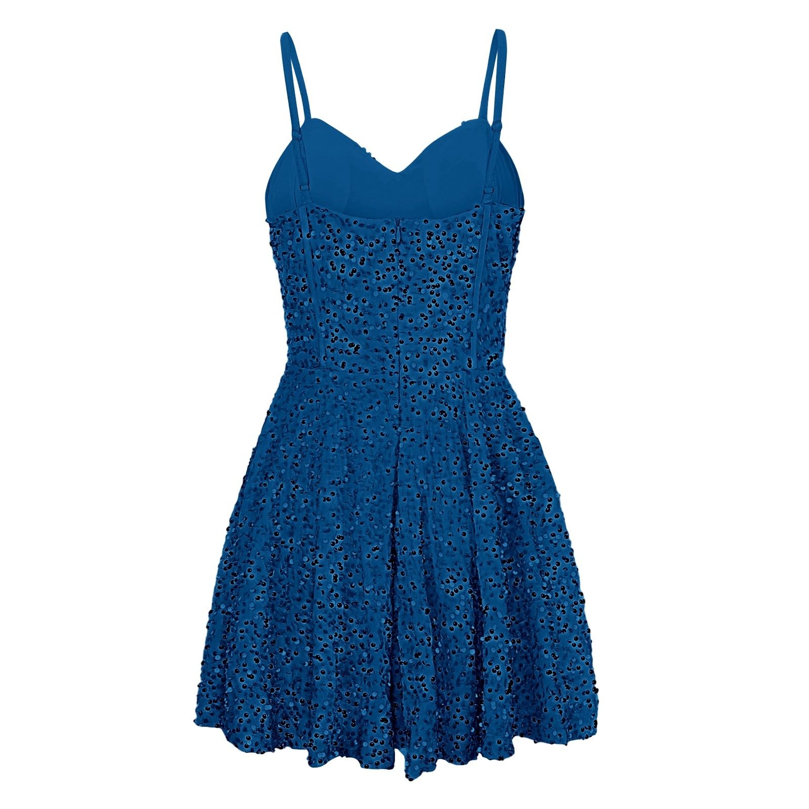 Generisch Vestido con purpurina para mujer, tirantes finos, lentejuelas, corto, vestido de fiesta de cumpleaños, cóctel, fiesta, hombros descubiertos, vestido de fiesta, vestido de lentejuelas