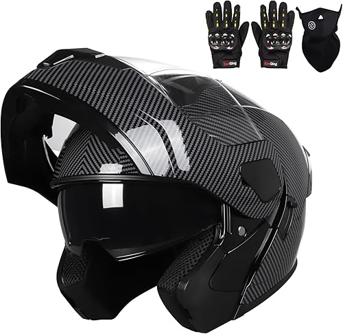 Casco modular para motocicleta de adultos, con doble visera abatible, cara completa, aprobado por DOT para hombres, mujeres, moto, ATV, UTV, moto de