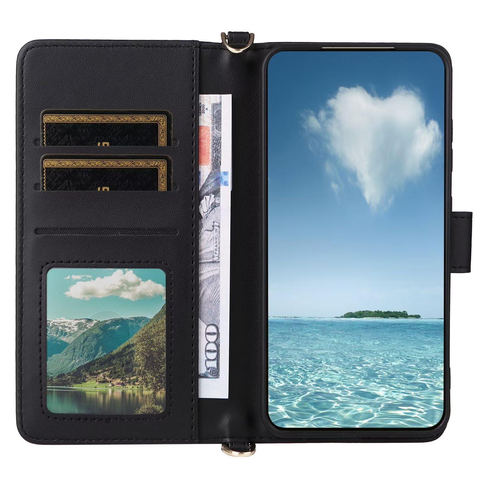 Étui Portefeuille ILING Pour DOOGEE Note 58 - Protection RFID, Fentes Cartes, Support Intégré - Cuir PU Noir Antichoc - 7