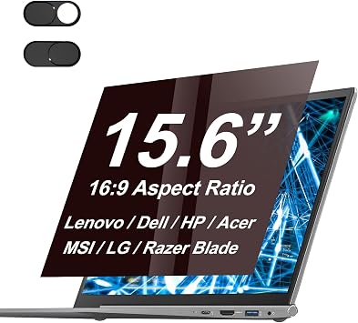 15.6" Laptop Privacy Screen Protector for 169 Aspect Widescreen Computer Monitor, 15.6 Inch Eye Protection Privacy Laptop Screen Filter Anti-Glare Anti-Blue Light Privacy Film Bubble Free