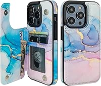 Vista 13 de HAOPINSH Funda tipo cartera para iPhone 14 Pro con tarjetero, patrón de flores pálidas en la parte trasera, de piel sintética, con ranuras