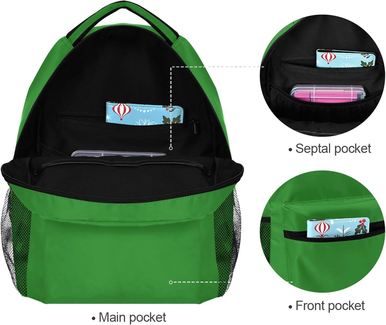 Forest Green Backpack for Boy Girl Bookbag School Bag Daypacks for Women