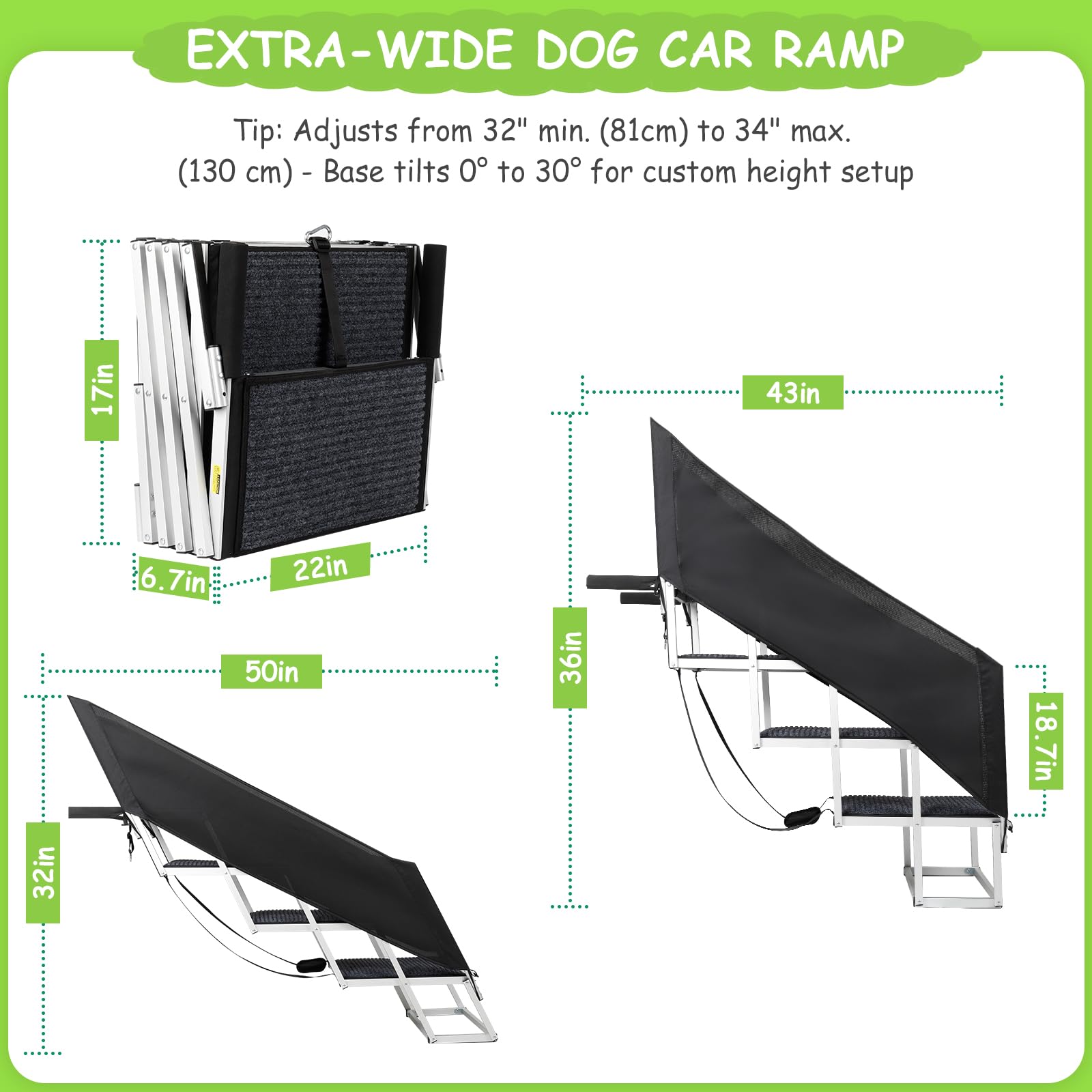 Escaleras para perros con barandilla para perros grandes, escalón extra ancho de 20 pulgadas, superficie antideslizante de 4 escalones de 34 pulgadas, soporta hasta 230 libras, diseñada para SUV de