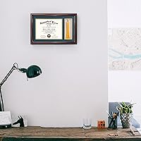 Vista 7 de GraduationMall Marco de diploma de madera de cerezo de 11 x 17 pulgadas con soporte de borla para documentos de certificado de 8.5 x 11, vidrio