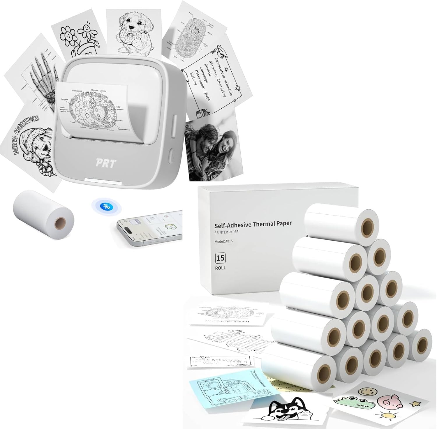 PRT Sticker Printer +15 Rolls Thermal Sticker Paper